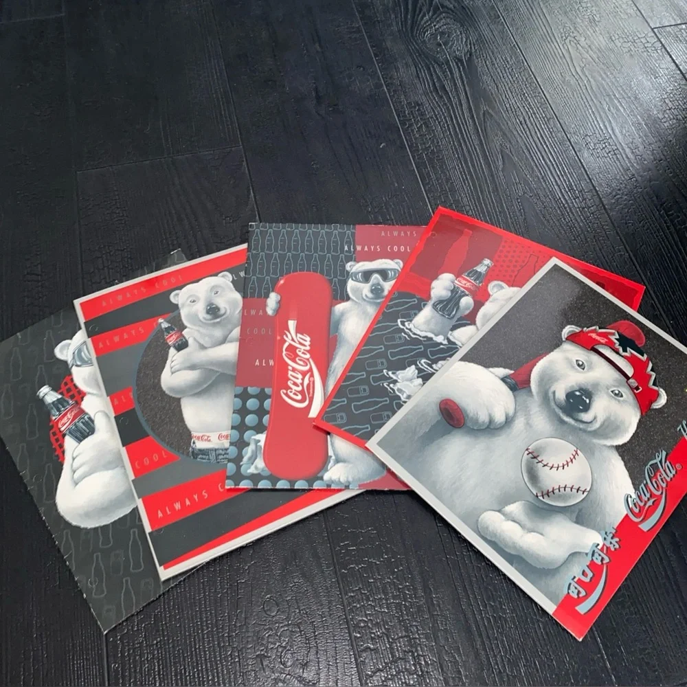 Vintage 1995 Stuart‎ Hall Coca-Cola Polar Bears Pocket 3 Holes Folders Lot 5